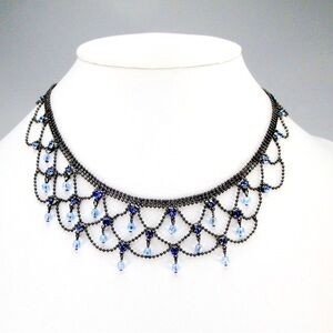 Lia Sophia Silver‎ Tone necklace Web Bib 15-19 Inch Adjustable Vintage Necklace